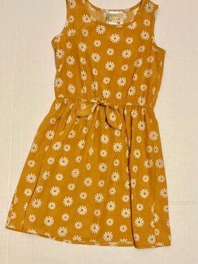 Jenna & Jessie Girls Mustard Yellow Daisy Print Dress - Size 10